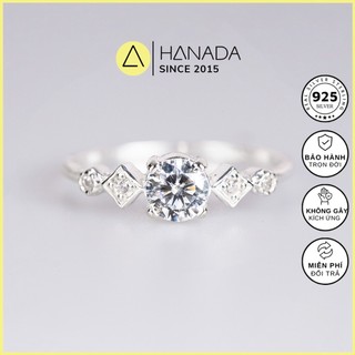 Nhẫn bạc 925 hanada hình thoi đá đính đá cao cấp chuẩn 6a lấp lánh 1121 p12