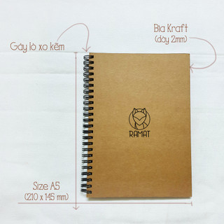 Sổ Tay Ghi chép - gáy Lò Xo Bìa Kraft Vintage - Size A5