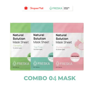  Combo 4 Miếng Mặt nạ giấy Freska Natural Solution Mask Sheet 25ml (giao ngẫu nhiên)