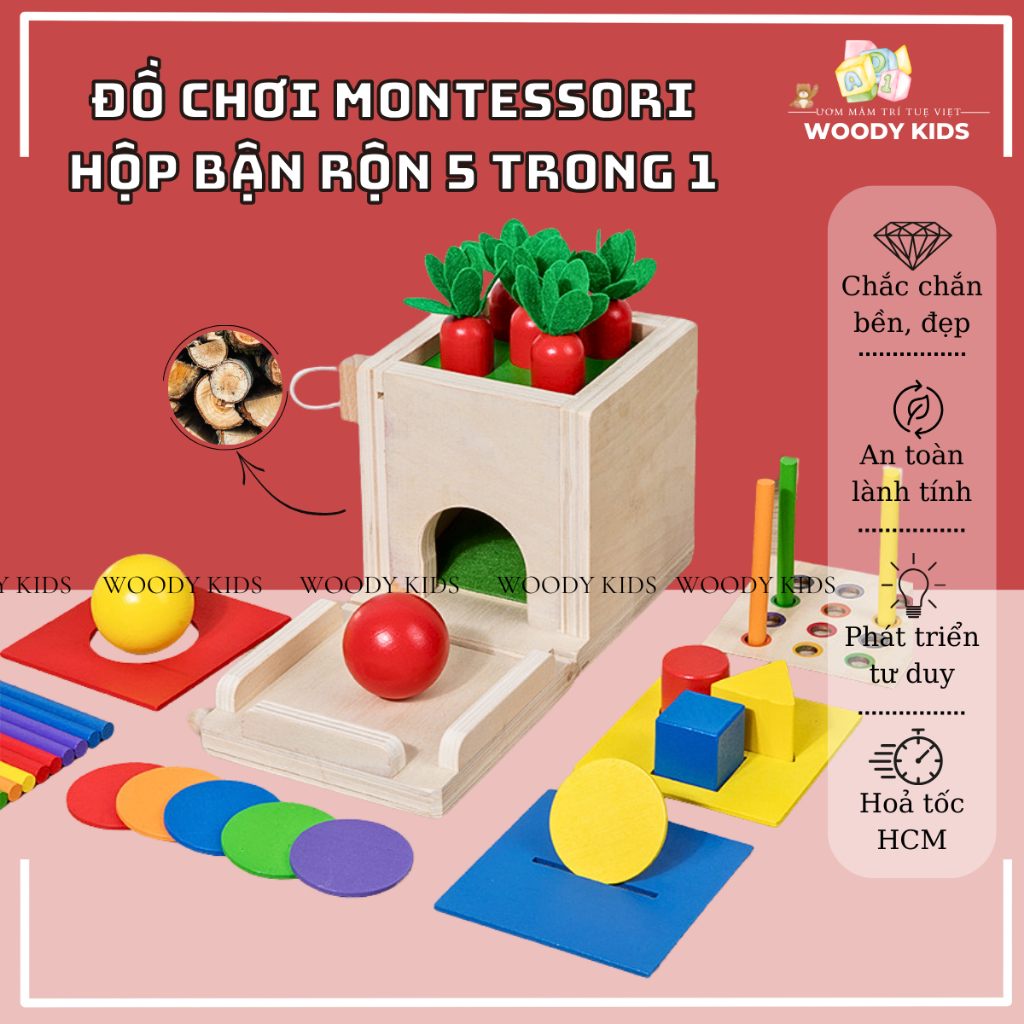Hộp Bận Rộn Gỗ❗️Hoả Tốc HCM❗️Bộ Đồ Chơi Thông Minh Cho Bé Phát Triển Trí Tuệ-Hộp Gỗ Trồng Cà Rốt-Thả Bi-Thả Đồng Xu 8in1