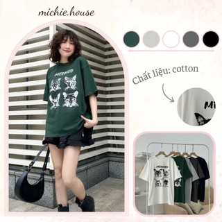 Áo Phông In Meomeo Cổ Tròn Thun Cotton Dễ Thương - michie.house - A404