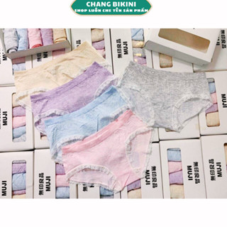 HỘP 5 Quần Lót Nữ Muji xuất Nhật Viền Ren Co Dãn 4 Chiều Trẻ Trung Gợi Cảm