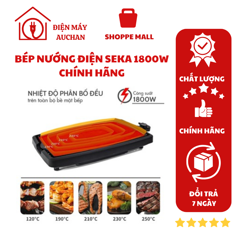 Bếp nướng điện SEKA SK540 với 5 mức nhiệt,chống dính,công suất 1800W bảo hành 12 tháng