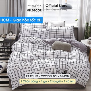 Bộ chăn ga gối Coton Poly MD.Decor - Bedding 5 món nhiều mẫu dễ thương m2 m4 m6 m8