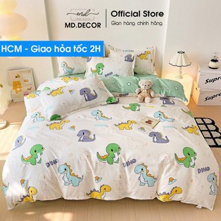 Bộ chăn ga gối cotton poly MD.Decor - Bedding phòng ngủ vintage phân loại hoa lá màu sắc dễ thương m4 m6 m8