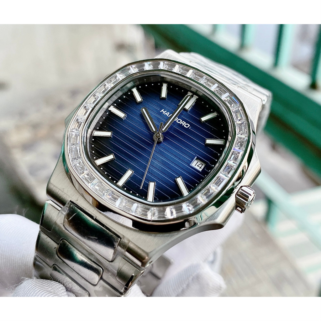 Đồng Hồ Nam Hanboro 8012 Nạm Đá - Tàu Ngầm, Size 42mm