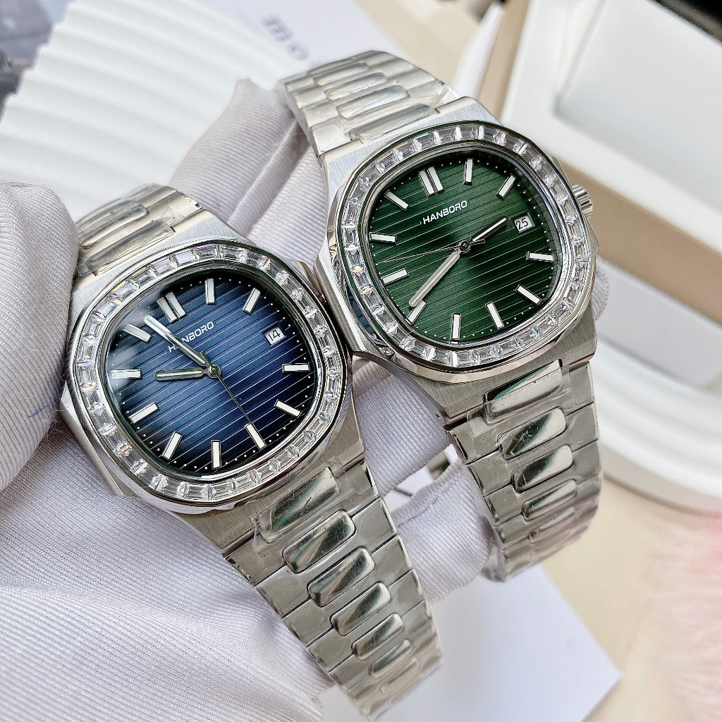Đồng Hồ Nam Hanboro 8012 Nạm Đá - Tàu Ngầm, Size 42mm
