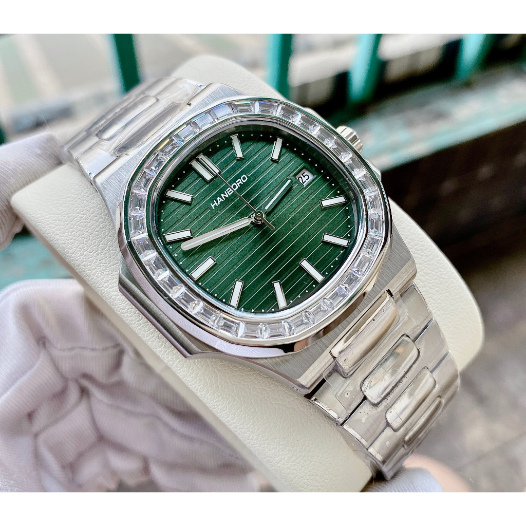 Đồng Hồ Nam Hanboro 8012 Nạm Đá - Tàu Ngầm, Size 42mm