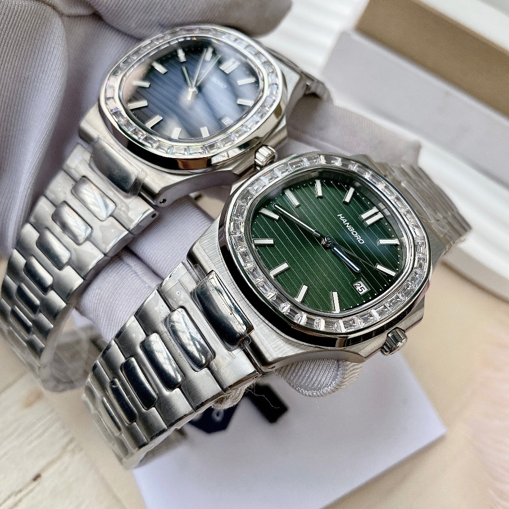 Đồng Hồ Nam Hanboro 8012 Nạm Đá - Tàu Ngầm, Size 42mm