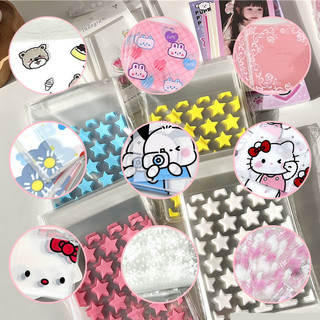 (11 Mẫu - Nhiều Size) Set 100 Túi Dán Bóng Kính Ngôi Sao, Hoạt Hình Gấu, Mèo, Chó, Thỏ Và Họa Tiết Hàn Quốc