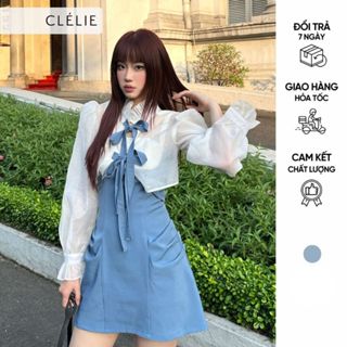  Đầm hai dây thắt nơ kaki phối ren kèm áo khoác tơ | TAMMY DRESS - CLÉLIE 