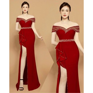 Dạ hội trễ vai kết pha lê - YB240301