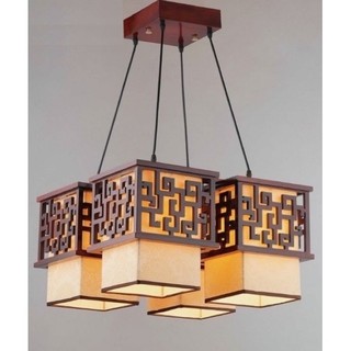  Đèn thả gỗ tự nhiên phong cách Nhật Bản Đèn thả gỗ Tân Cổ Điển Decor trang trí phòng khách phòng thờ 