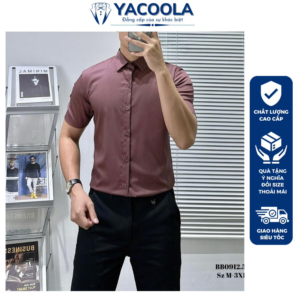 Áo sơ mi nam dài tay cao cấp vải sợi tre chống nhăn thời trang công sở Yacoola YH4-BB0912  Áo sơ mi 