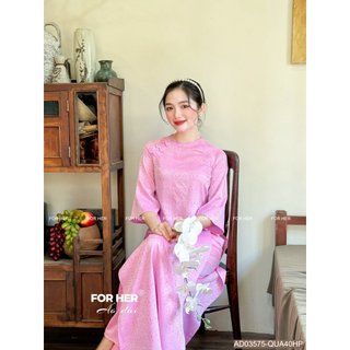 Áo dài tứ xuyên hồng phấn ad03575