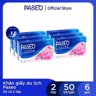 Combo 6 gói khăn giấy du lịch Paseo 50 tờ 2 lớp
