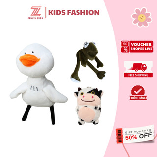 Móc khóa trang trí balo ZENZIN KIDS cho bé dễ thương hình khủng long, vịt mỏ vàng, ếch xanh, bò sữa đáng yêu
