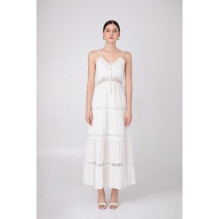 Váy maxi cổ V cúp ngực thoáng mát hai dây co giãn mùa hè mát mẻ thoải mái váy tầng bồng - A014
