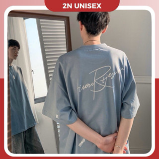 Áo phông nam nữ form rộng 2N Unisex thun cotton thêu chữ Ano màu trắng/đen/đỏ/xanh xám