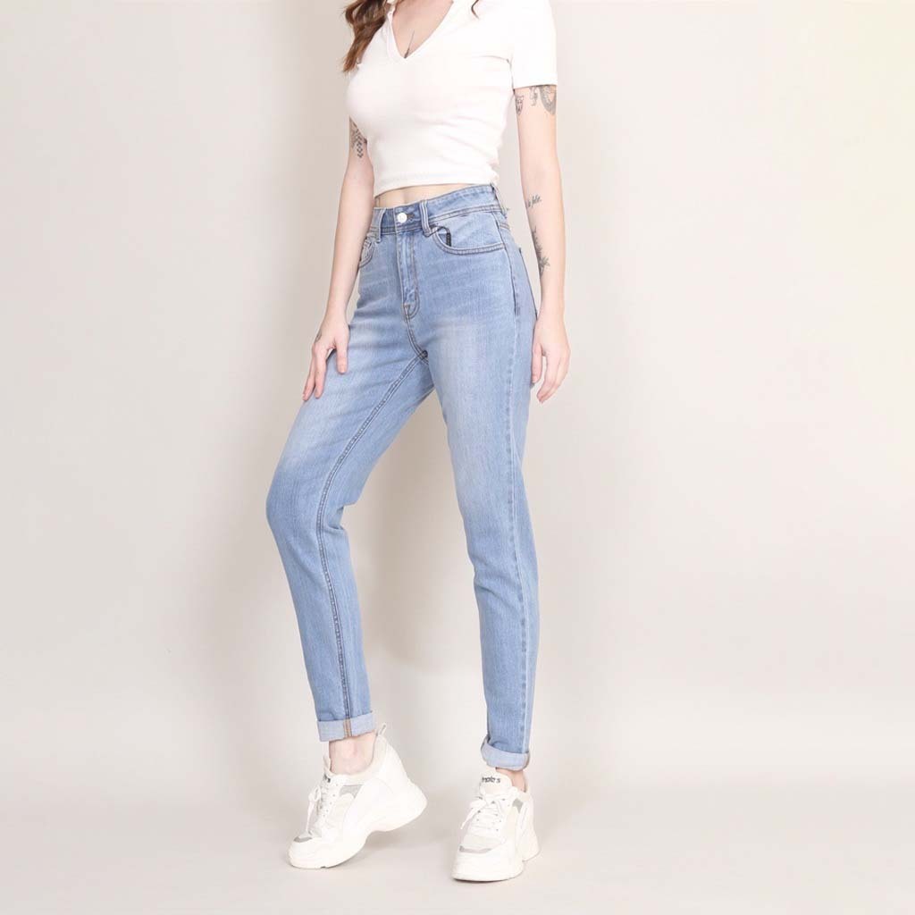 Quần bò baggy - Jean nữ trơn lưng cao chất vải cao cấp thoáng khí năng động cá tính CP38, CT JEANS