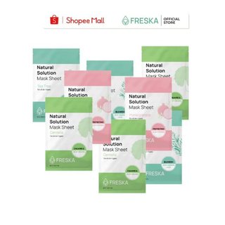 Combo 8 Miếng Mặt Nạ Giấy Freska Natural Solution Mask Sheet 25ml (2 centella+2 Pomegranate+4 tea tree)