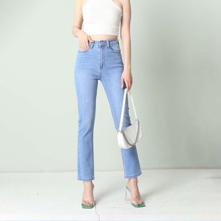 Quần jean ống đứng cạp cao basic co giãn 4 chiều CP07, CT JEANS