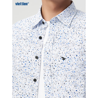 Sơmi ngắn tay VIETTIEN SMART CASUAL form Regular lai ngang Vải sợi hoa hồng - 6S0638NR1/SNHZ