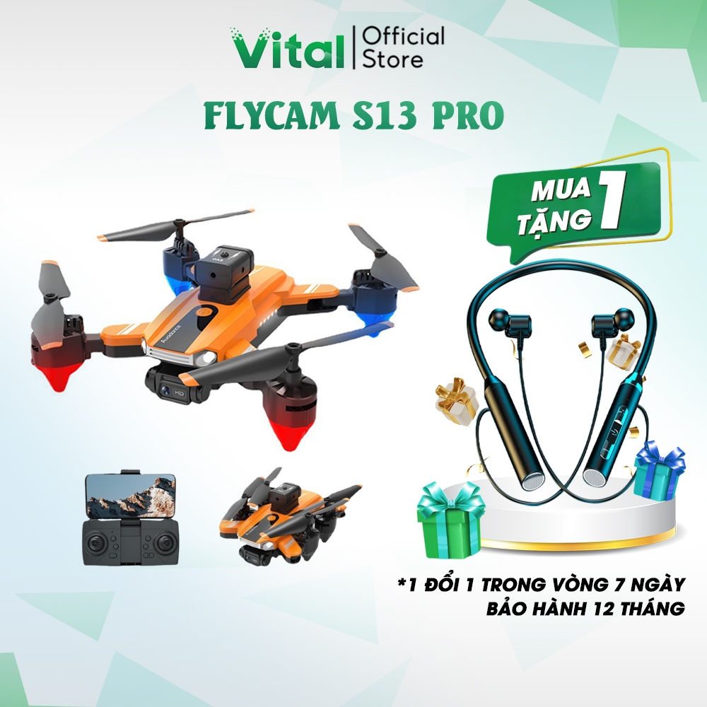 Flycam máy bay điều khiển từ xa flycam Mini S13 PRO camera kép nhào lộn 360 độ, phù hợp cho người mới chơi bảo hành 12t