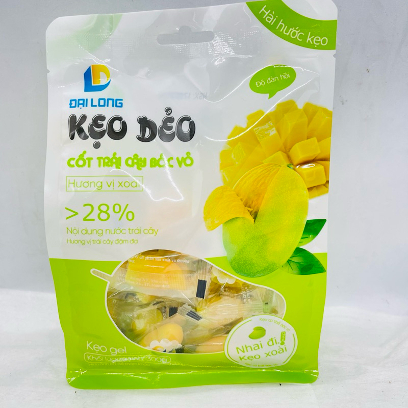 Kẹo Dẻo Trái Cây Bóc lột Đại Long Vỏ 4D 300g 4 Vị Xoài,Táo, Nho Andy Foodsy