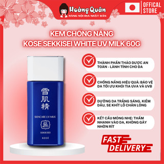 Kem chống nắng KOSE Sekkisei Skincare UV Sunscreen Milk 60g dạng sữa | Hoàng Quân Hàng nội địa Nhật