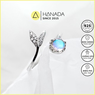 Nhẫn Bạc 925 Hanada Đuôi Cá Đá Xanh 0643 N8