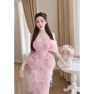 ĐẦM BODY REN HOA LÔNG CHÙM