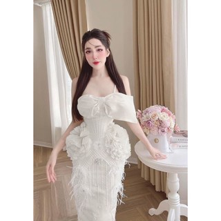 ĐẦM BODY REN HOA LÔNG CHÙM