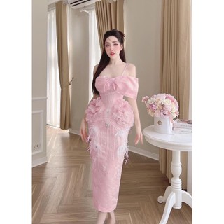 ĐẦM BODY REN HOA LÔNG CHÙM