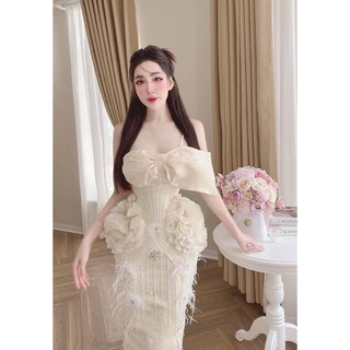 ĐẦM BODY REN HOA LÔNG CHÙM