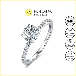 Nhẫn bạc 925 đá cao 5ly chuẩn 6a lấp lánh đi tiệc sang trọng hanada 0733 l12