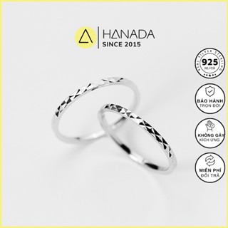 Nhẫn Bạc 925 Hanada Trơn Giác Cạnh Không Đá Lấp Lánh Đơn Giản 0501 O11