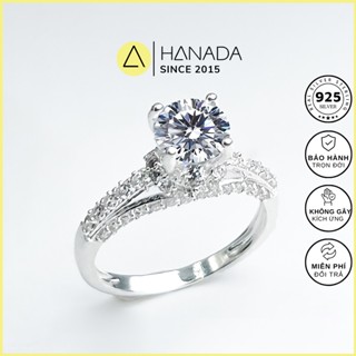 Nhẫn Bạc 925 HANADA Hẹn Ước Đá Cao 6mm Chuẩn 6A Lấp Lánh Sang Trọng Đi Tiệc 1046 M13
