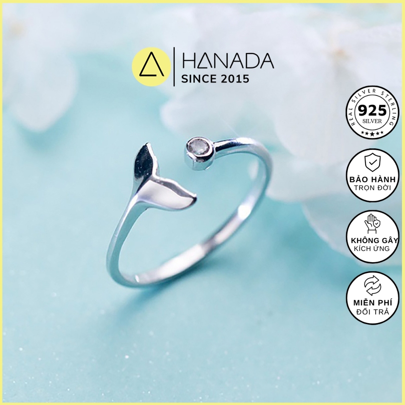 Nhẫn Bạc 925 Hanada Nhẫn Đuôi Cá 1 Đá 0037 O1
