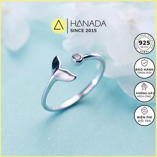 Nhẫn bạc 925 hanada nhẫn đuôi cá 1 đá 0037 o1