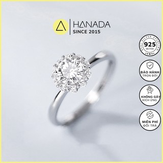 Nhẫn Đi Tiệc Bạc 925 Hoa Đính Đá Cao Lấp Lánh Chuẩn 6A Đeo Nổi Bật Sang Trọng Hanada 0645 N9