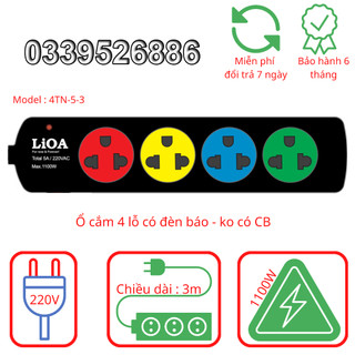💥Giá Sỉ💥Ổ Cắm Điện LIOA, 4 Ổ Cắm, Công Suất ~1000W, Dây Dài 3m/5m, Mã: 4TN