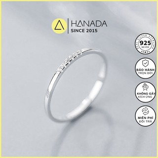 Nhẫn Bạc 925 Hanada Nhẫn Trơn Mảnh 6 Viên Đá 0077 M1