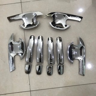 Bộ ốp Tay nắm + Hõm cửa Mạ crom xe Ford Ranger form 2013 đến 2021.