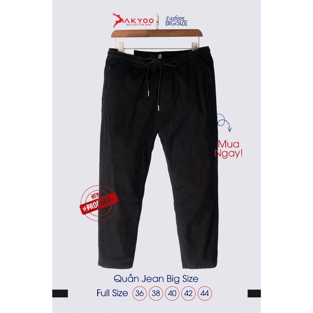 Quần Jean Nam AKYOO Bigsize Size Từ 80kg-140kg, Chất Jean Co Giãn 04 Chiều - QJ DEN