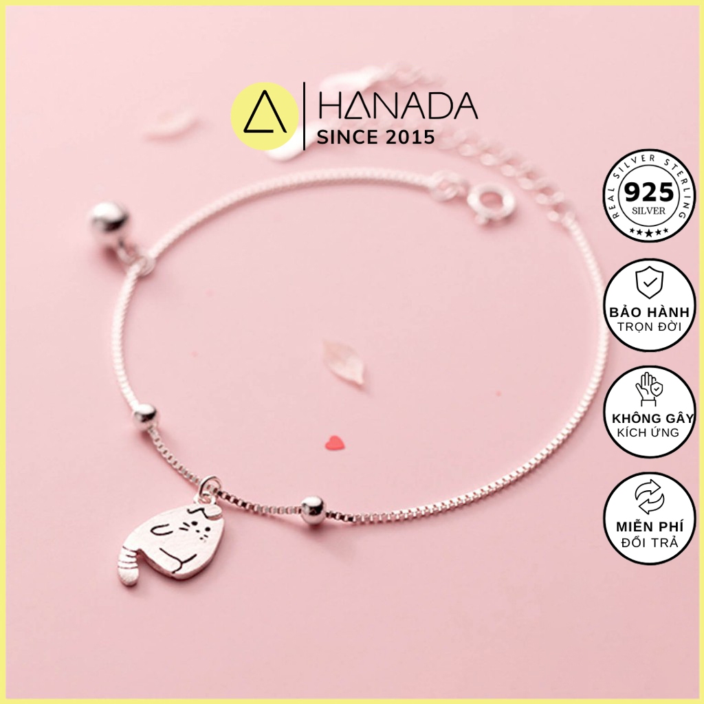 Lắc Chân Bạc Cao Cấp 925 Hanada Trang Sức Thời Trang Vòng Chân Mèo Chuông Đơn Giản 0195 N17