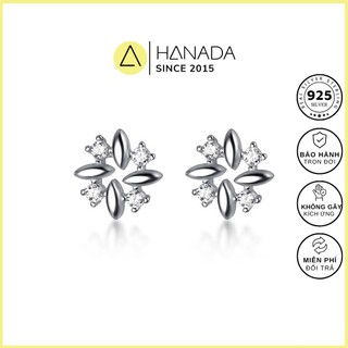 Bông tai bạc 925 hanada bốn hạt đá 0657 c14