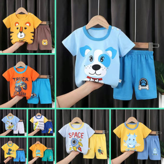 BST Bộ hè cotton hoạ tiết năng động đáng yêu cho bé trai A1947 - TOPZKIDS