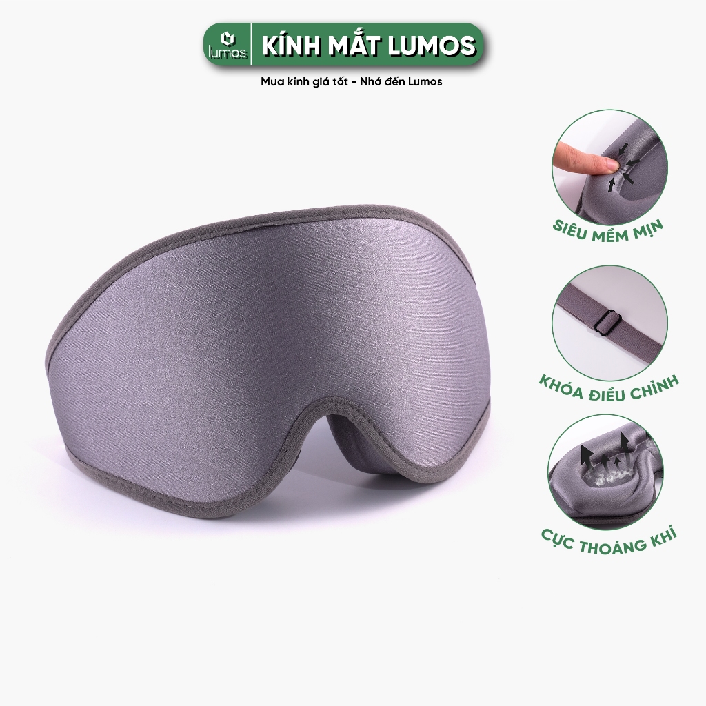 Bịt mắt ngủ 3D LUMOS EM02 vải lụa mềm mại êm ái, thiết kế 3D thông minh, màu sắc sang trọng