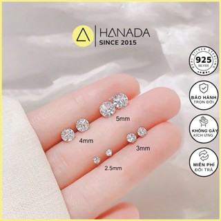 [BẠC 925-BH TRỌN ĐỜI] Bông Tai Đá CZ 6A Cao Cấp 2-3-4-5-6MM Kèm Chuôi Bạc, Hoa Tai Nụ Đá Nam Nữ HANADA L1 0397 D6-D8